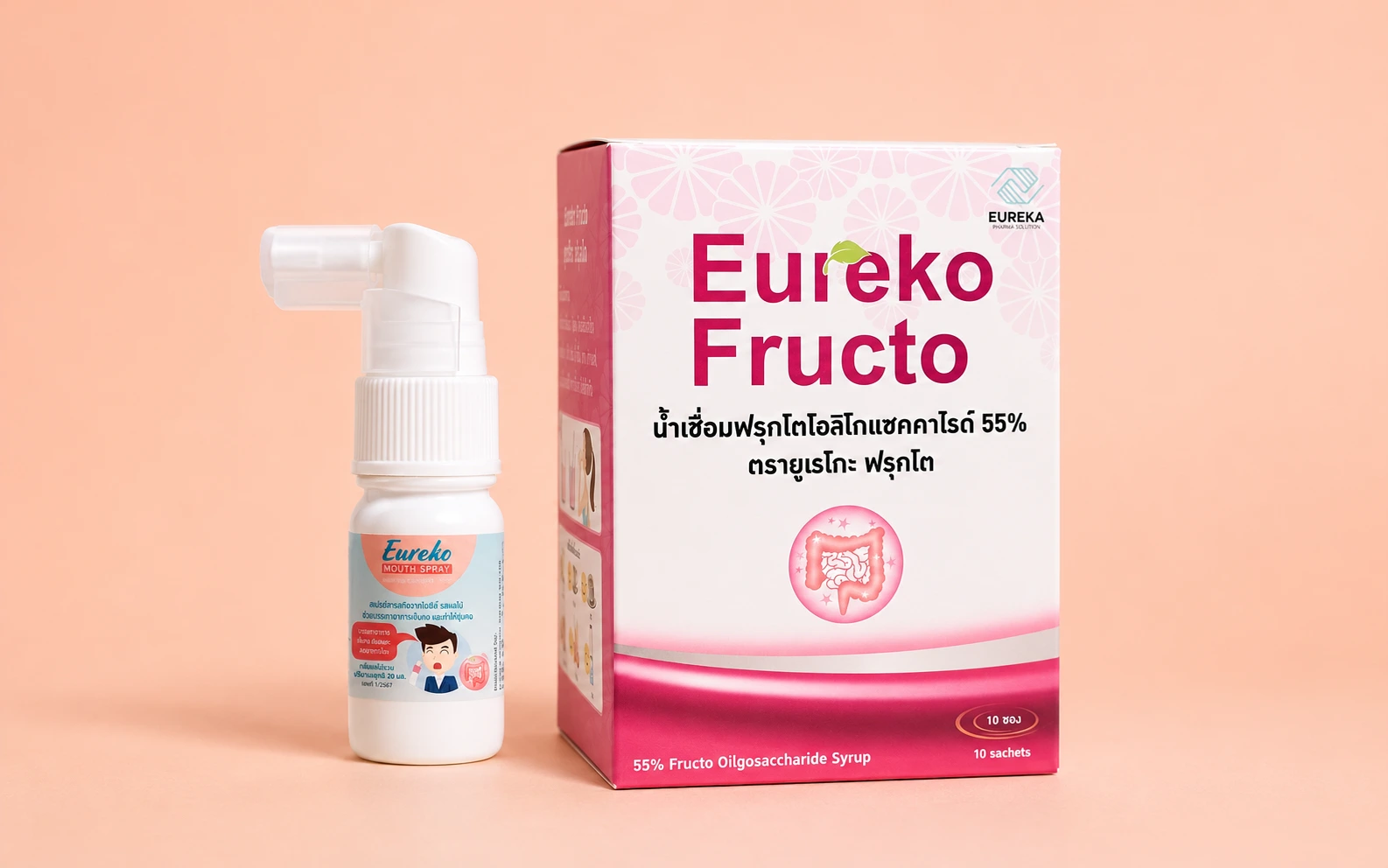 ขวดสเปรย์พ่นปากยูเรโกะ 1 ขวด พร้อมซองยูเรโกะฟรุกโต 10 ซอง