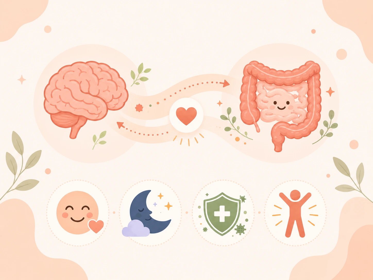 ภาพ infographic แสดงความสัมพันธ์ระหว่างลำไส้กับสมองแบบเข้าใจง่าย